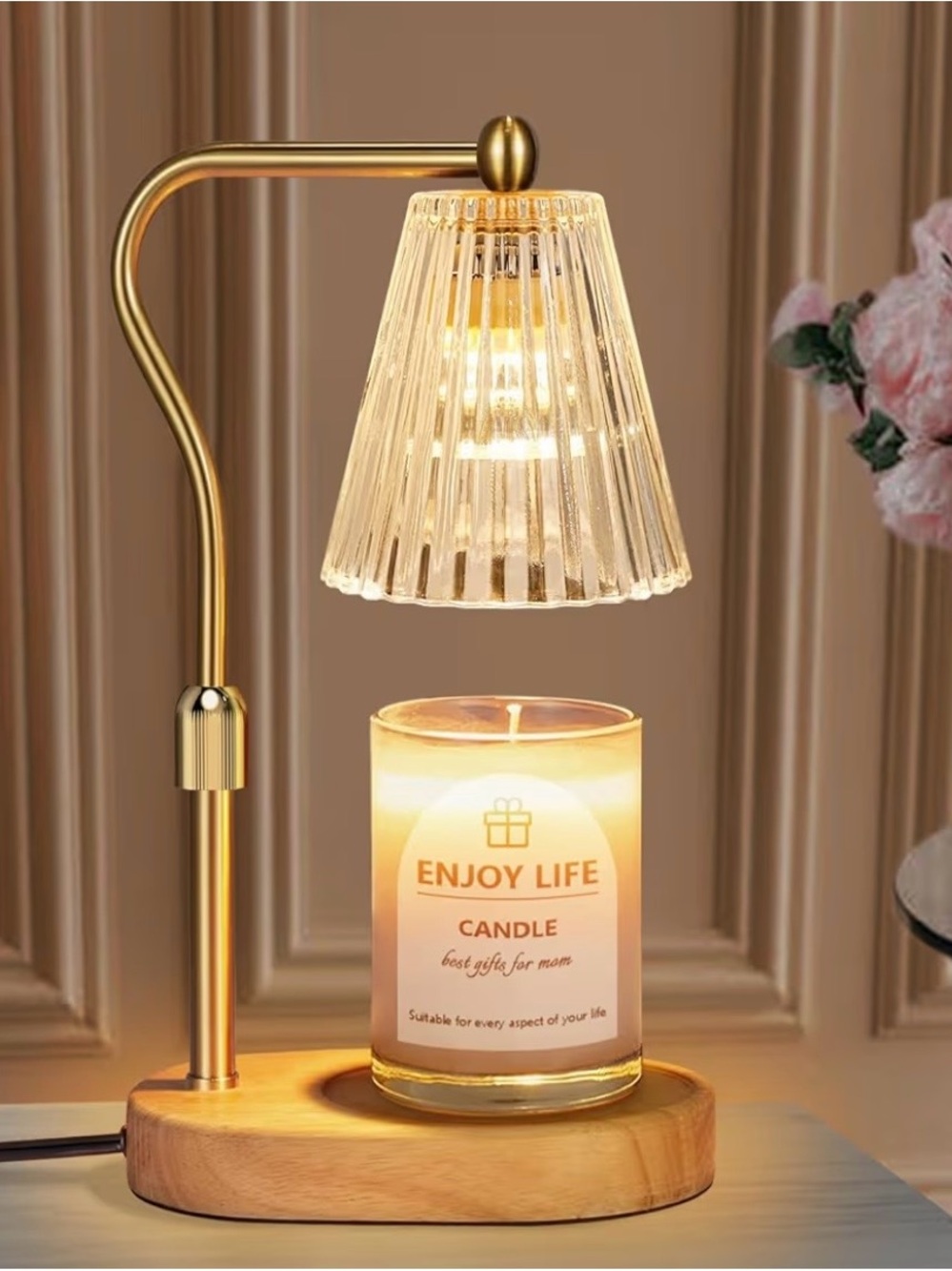 Seelast Vintage Scented Candle Warmer Lamp with Timer Dimmer Adjustable Height